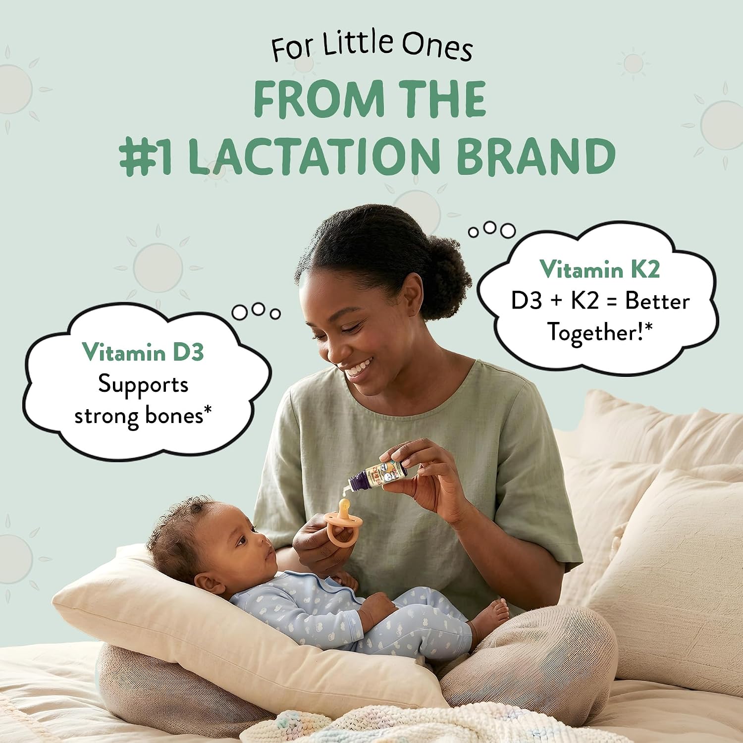 Legendairy Milk Gotas de Vitamina D3 K2 para Bebés, Orgánico, 400 UI, Vegano para Recién Nacidos, Niños Pequeños y Niños, Suplemento Infantil para Huesos y Dientes Fuertes, Sin Azúcar, 90 Servicios