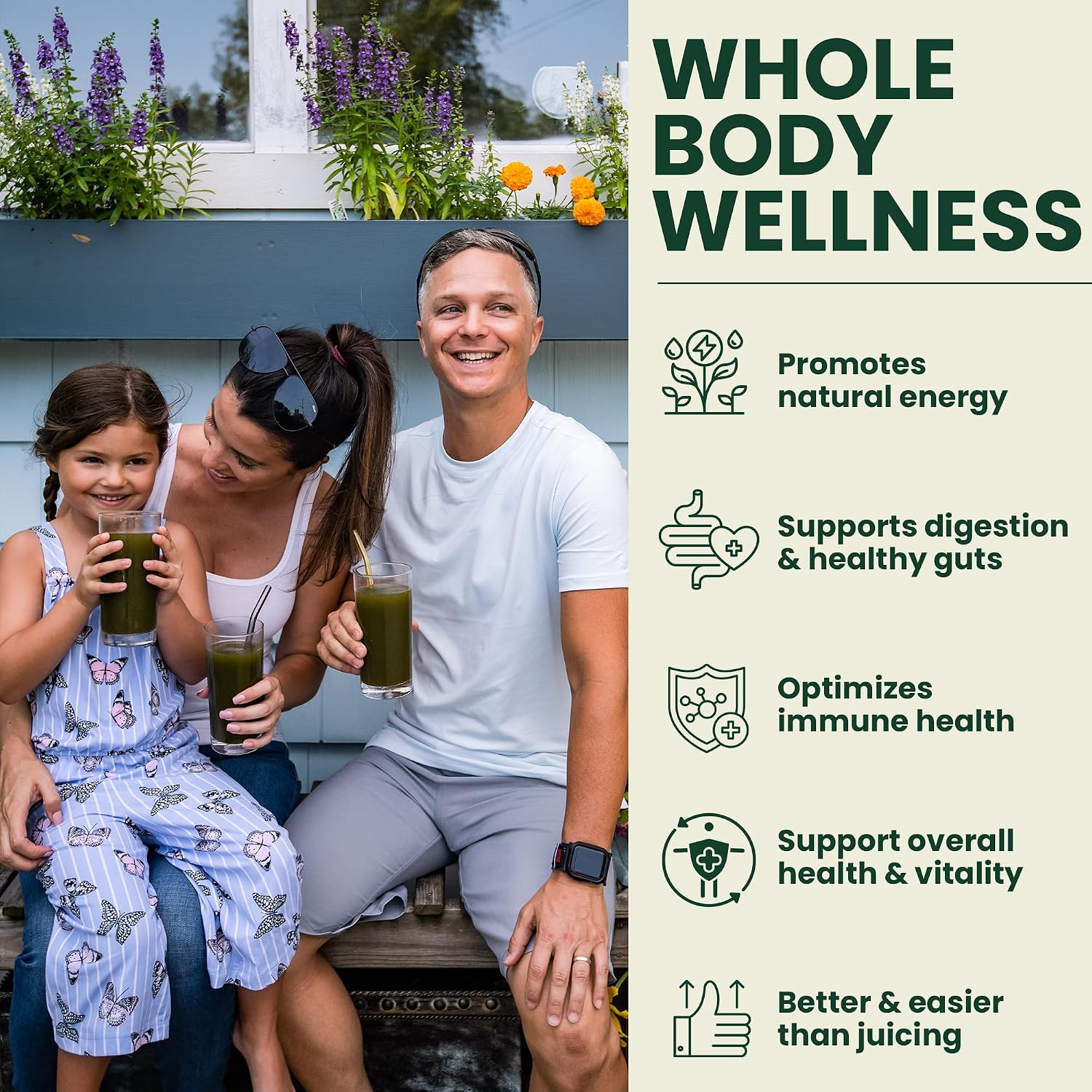 OPTIVIDA Fruits & Veggie Mix Super Greens Powder - 30 Sobres - Mezcla de Frutas y Verduras en Polvo con Probióticos y Enzimas