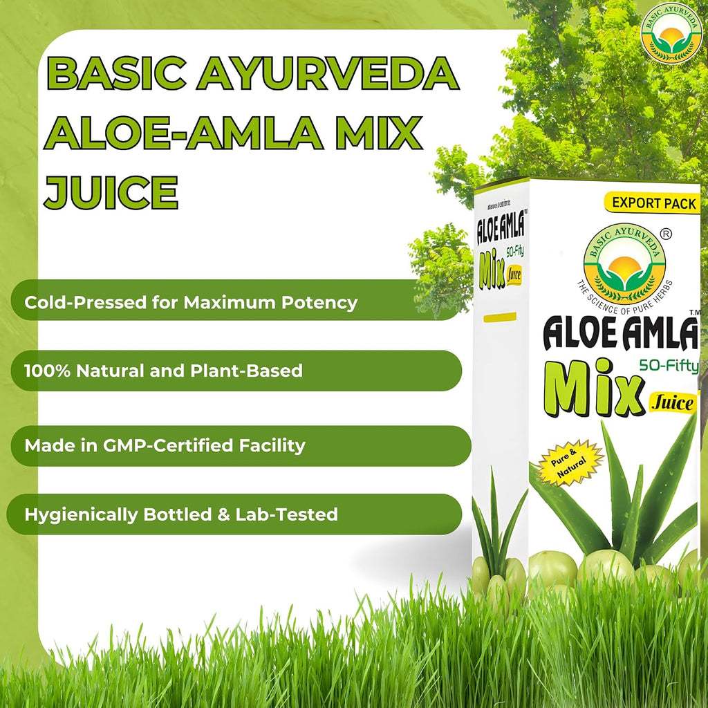 Basic Ayurveda Aloe Vera & Amla Herbal Mix Juice 480 ml