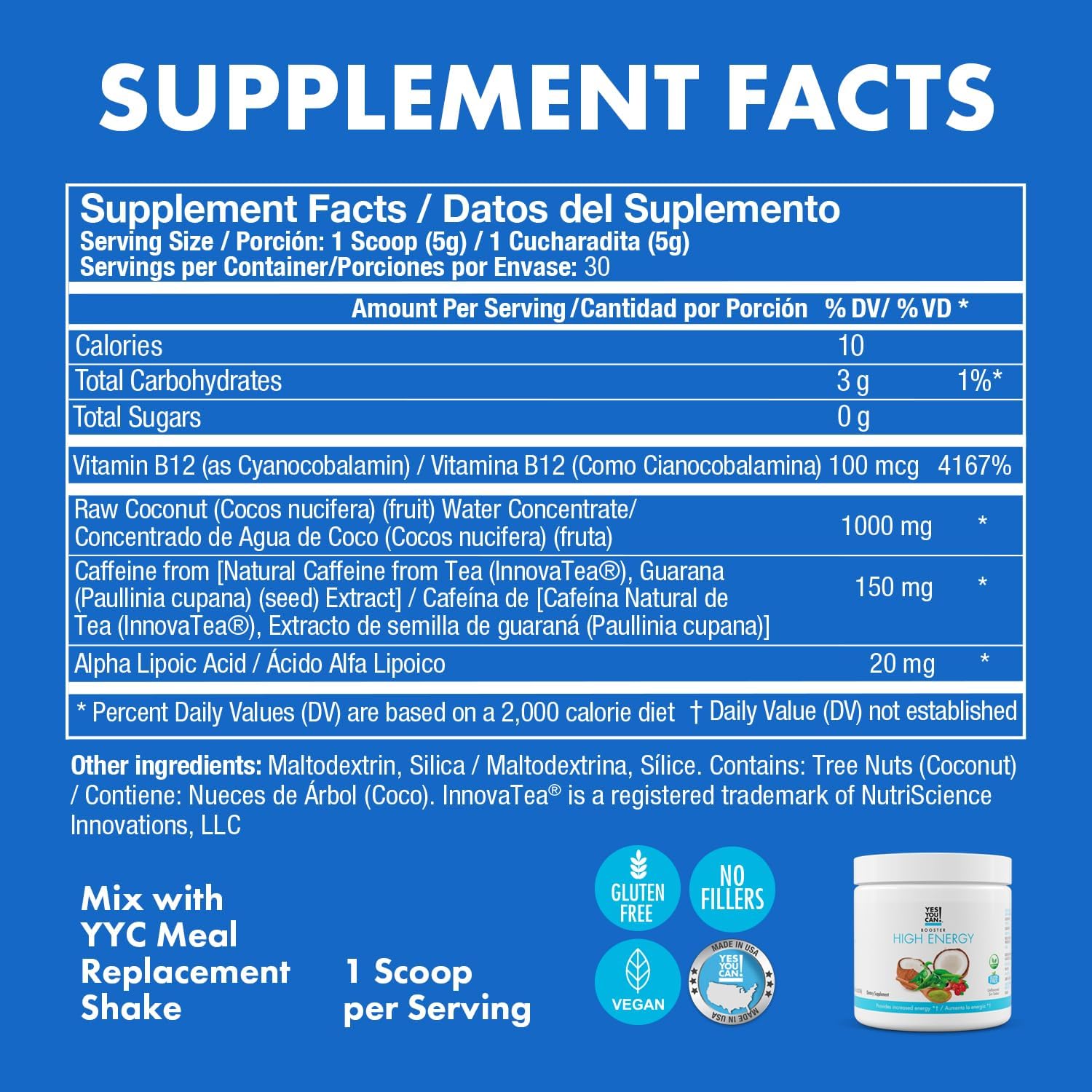 Yes You Can! Shake Booster High Energy Powder Drink Mix, 150g (2 Pack)