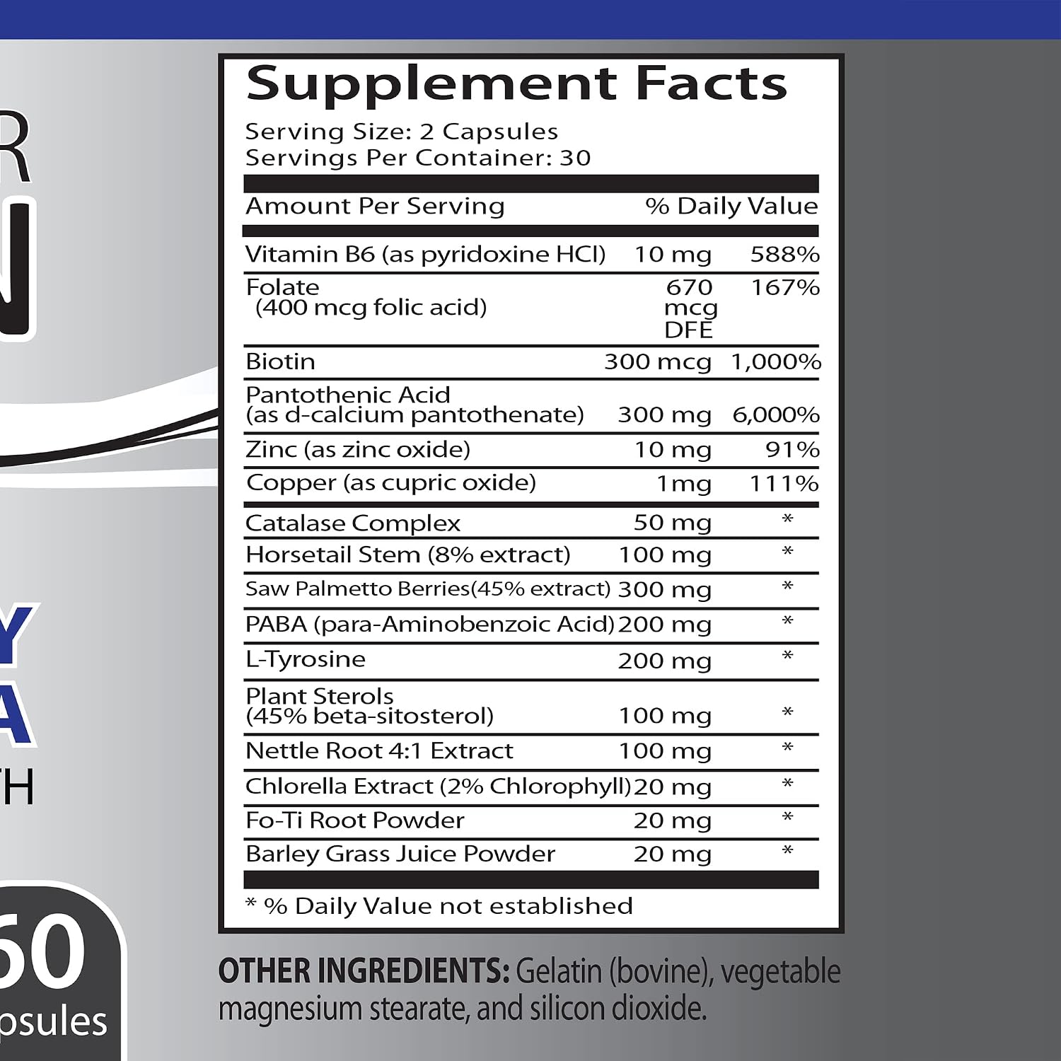 Health Solution Prime - Suplemento de Biotina con Catalasa y Extractos Herbales, 60 Cápsulas