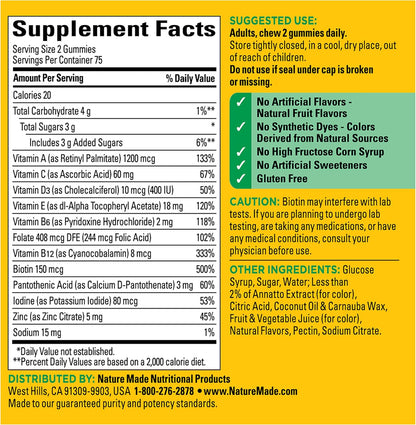 Nature Made Multivitamin Gummies – – La vitamina C contribuye al funcionamiento normal del sistema inmunitario. – Image 9