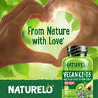 NATURELO Vitamina D3 + K2 Vegano, 60 Cápsulas
