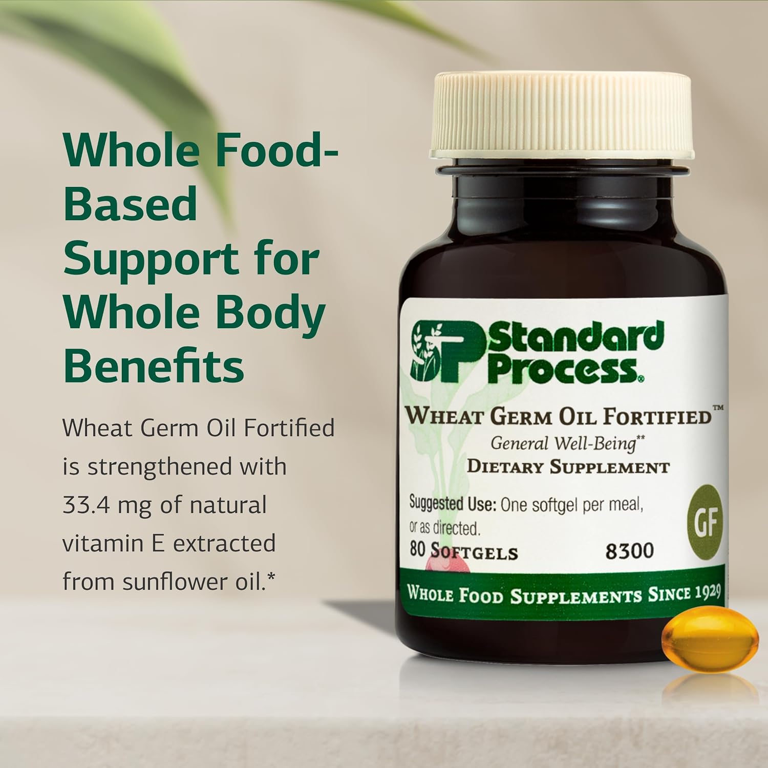 Standard Process Aceite de Germen de Trigo Fortificado - Vitamina E Natural 33.4 mg - 80 Cápsulas