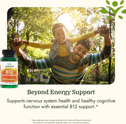 Swanson Vitamina B12 Cianocobalamina 500 mcg – Sistema inmunitario: Contribuye al funcionamiento normal del – Image 5