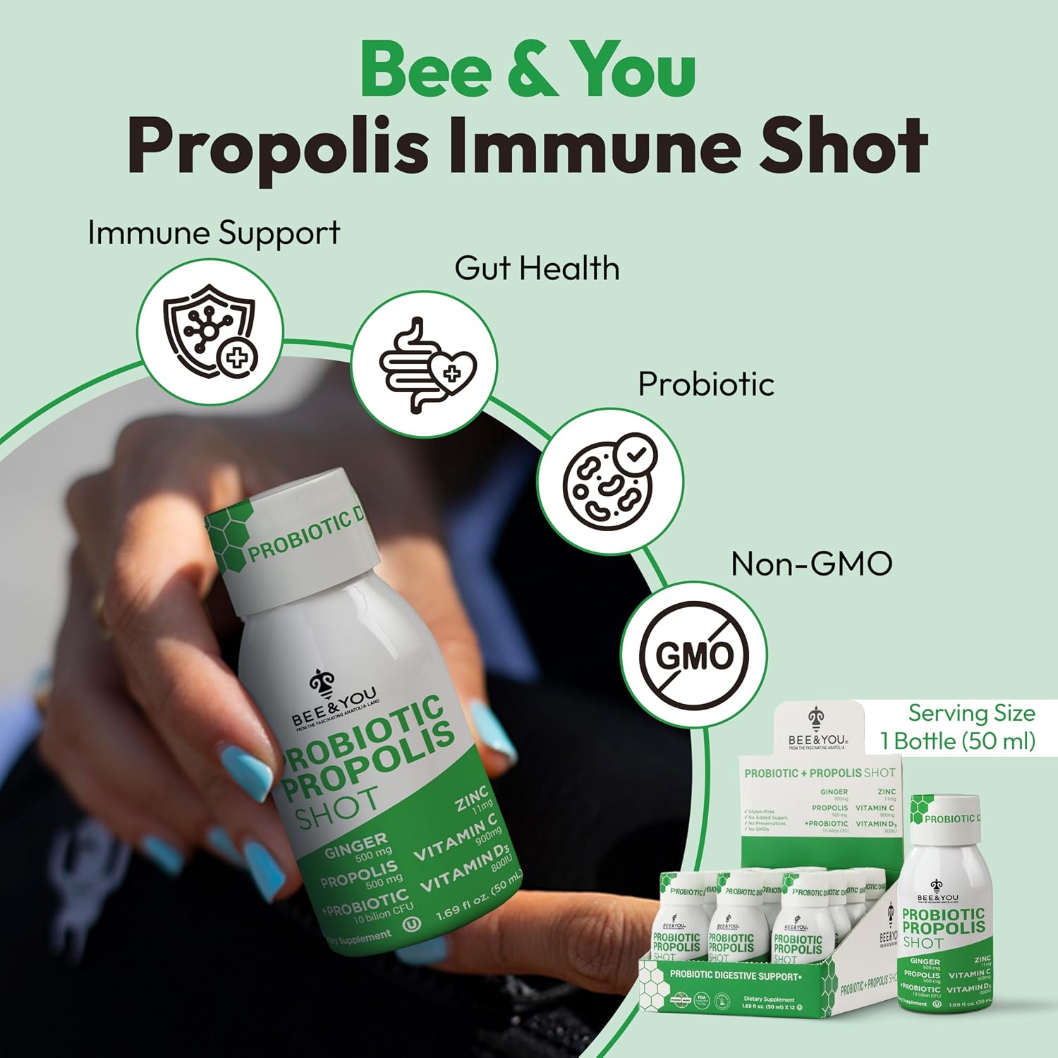 Bee and You Propolis Immune Shot 50 ml (Pack de 12)