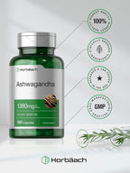Horbäach Ashwagandha Root Supplement | 180 Cápsulas | para Hombres y Mujeres | Extracto Herbal | No-GMO, Sin Gluten