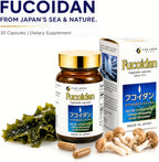 FINE JAPAN Cápsulas de Fucoidan con Alga Mekabu y Hongo Agaricus - 30 Cápsulas