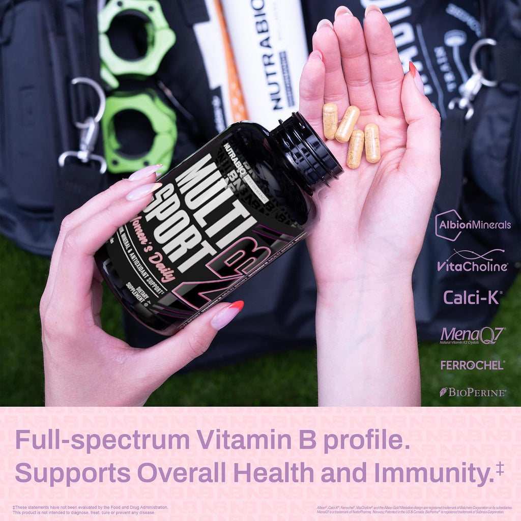 NutraBio MultiSport para Mujeres - Multivitamínico Completo con 33 Vitaminas y Minerales