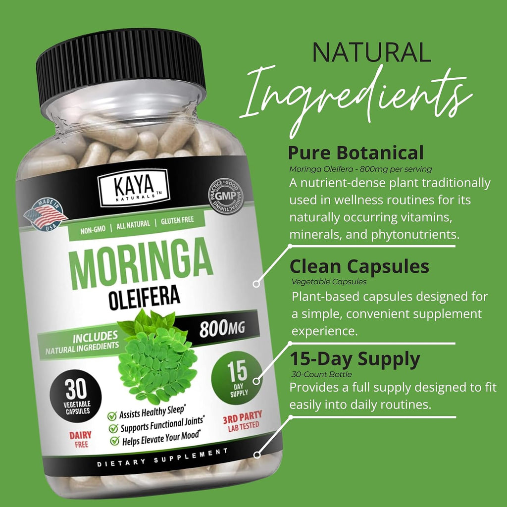 Extracto de Hoja de Moringa Kaya Naturals - 30 Cápsulas