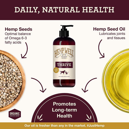 Hemp Well Thrive Oil - Aceite de Cáñamo – Piel y pelaje saludables: La combinación de ácidos grasos contribuye a – Image 2