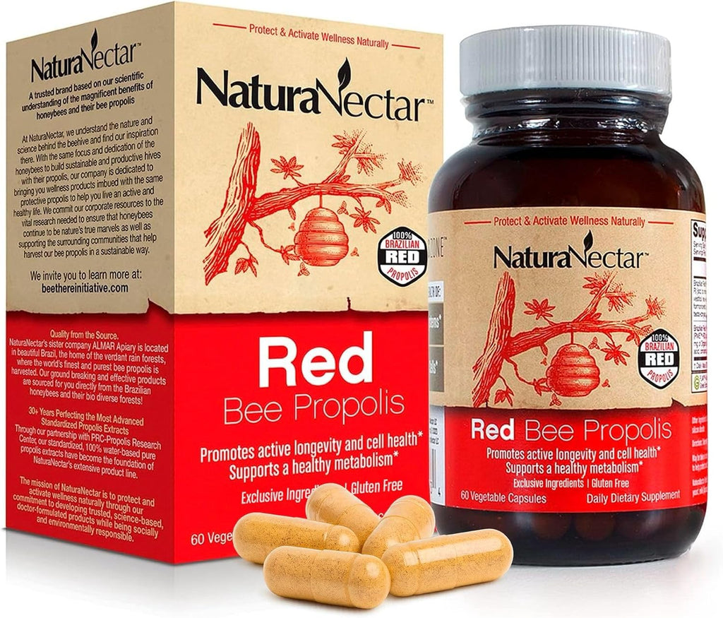 NaturaNectar Propóleo de Abeja Rojo, 60 Cápsulas Vegetales