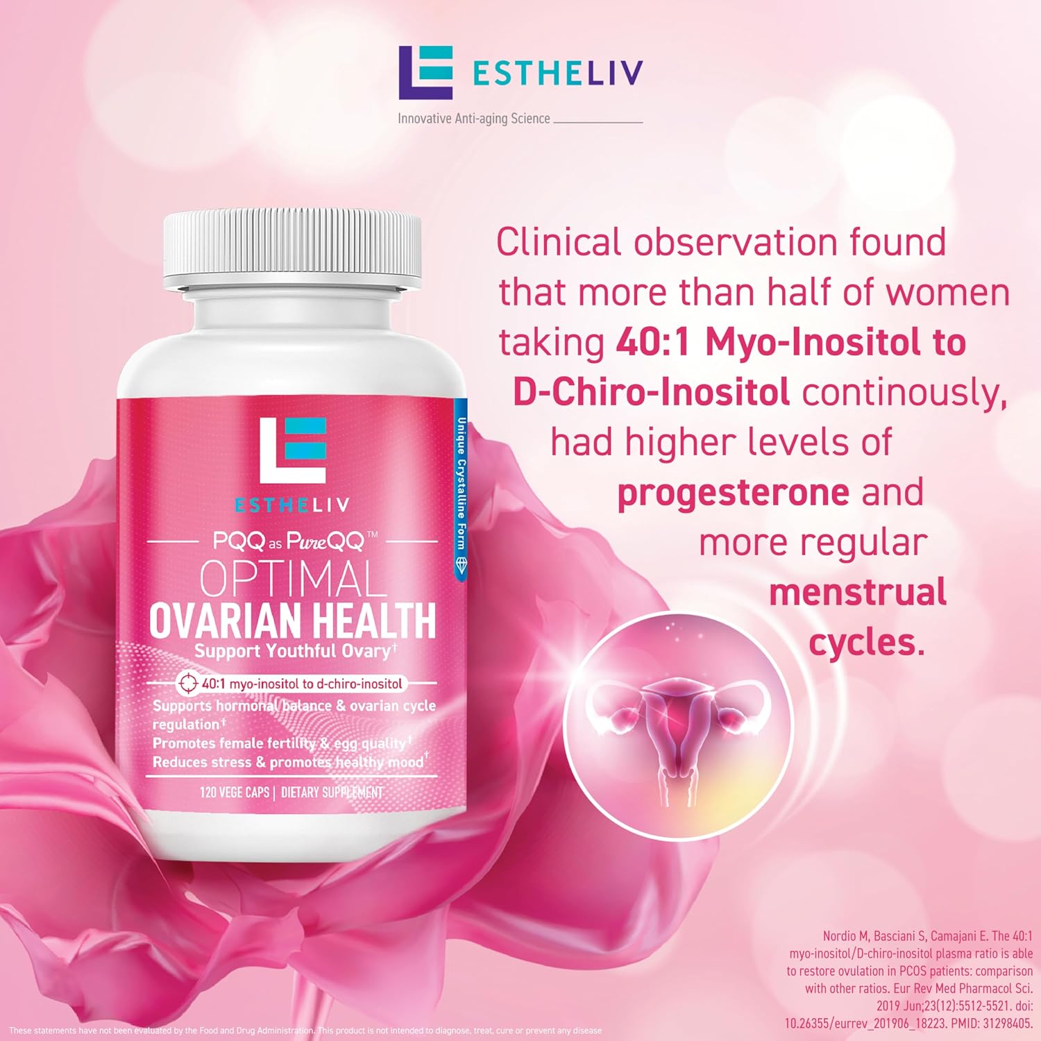 ESTHELIV Myo-Inositol + D-Chiro & PQQ 40:1 - 120 Cápsulas