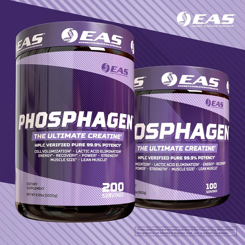 EAS Phosphagen Ultimate Creatina Monohidrato en Polvo - Pureza 99.9% - 200 Porciones (Sin Sabor)