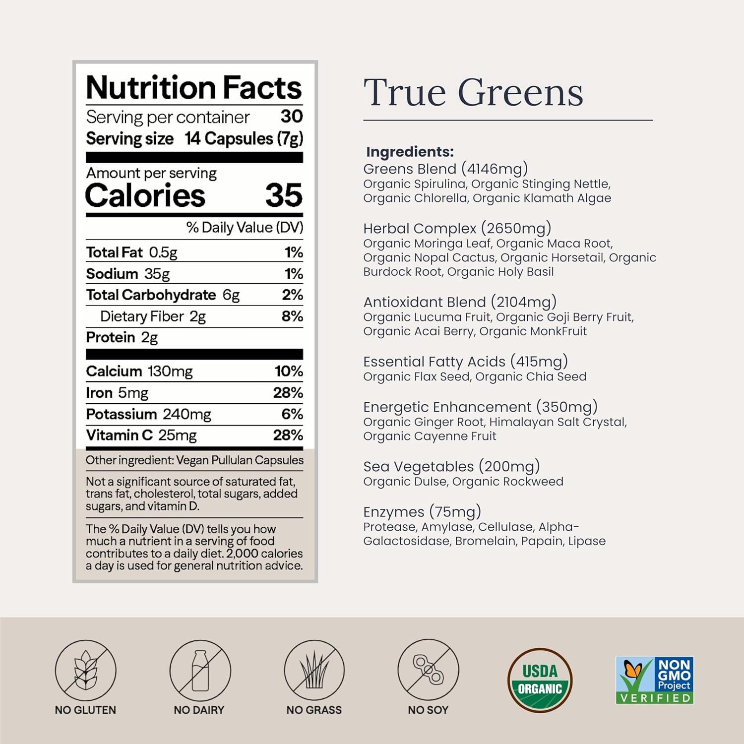 Infinity Greens Cápsulas de Superalimentos - 28 Superalimentos Orgánicos, Algas Verdeazuladas