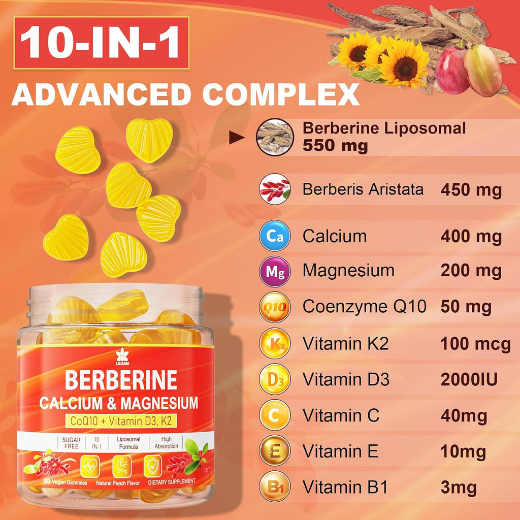 Gominolas de Berberina Sin Azúcar LILICARE - Absorción Extra con Berberina Liposomal