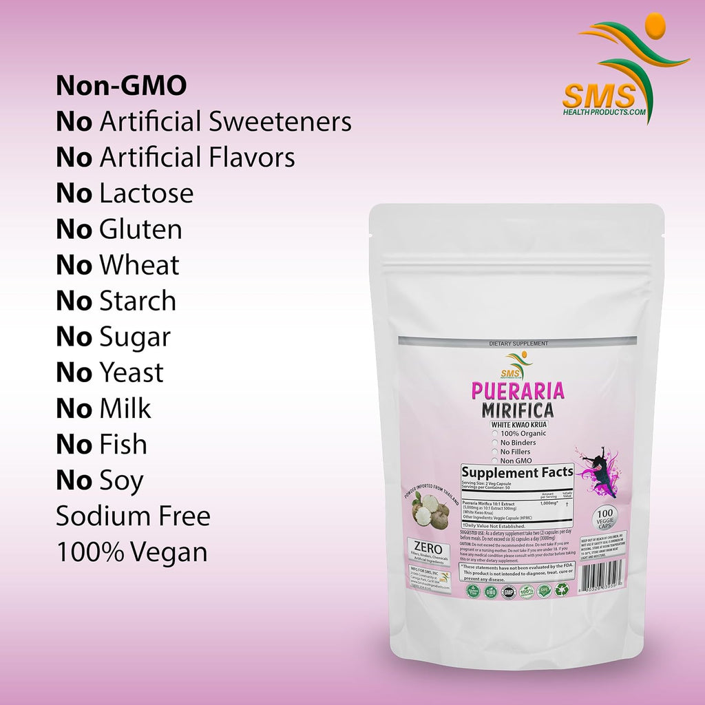 Pueraria Mirifica Extracto 10:1, 1000mg, 100 Cápsulas Veganas