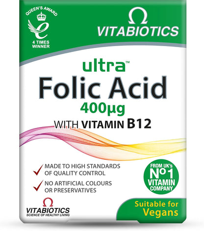 Vitabiotics Ultra Ácido Fólico 400 µg con – El ácido fólico contribuye al crecimiento de los tejidos maternos – Image 1