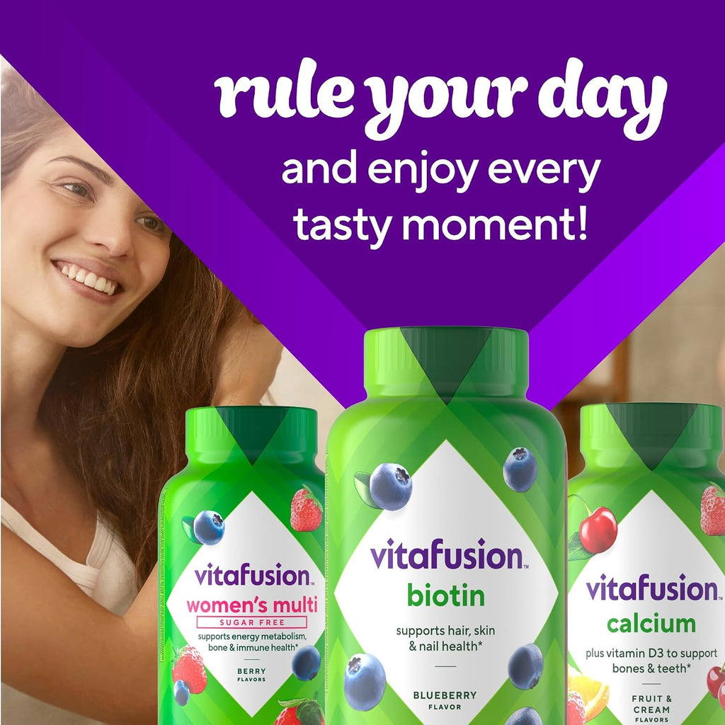Vitafusion Biotina Extra Fuerte Gomitas, Sabor Arándano, 5000 mcg, 100 unidades