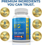 Vitamina B12 Sublingual 2500 mcg - Metilcobalamina - 120 Comprimidos Sabor Fruit Punch