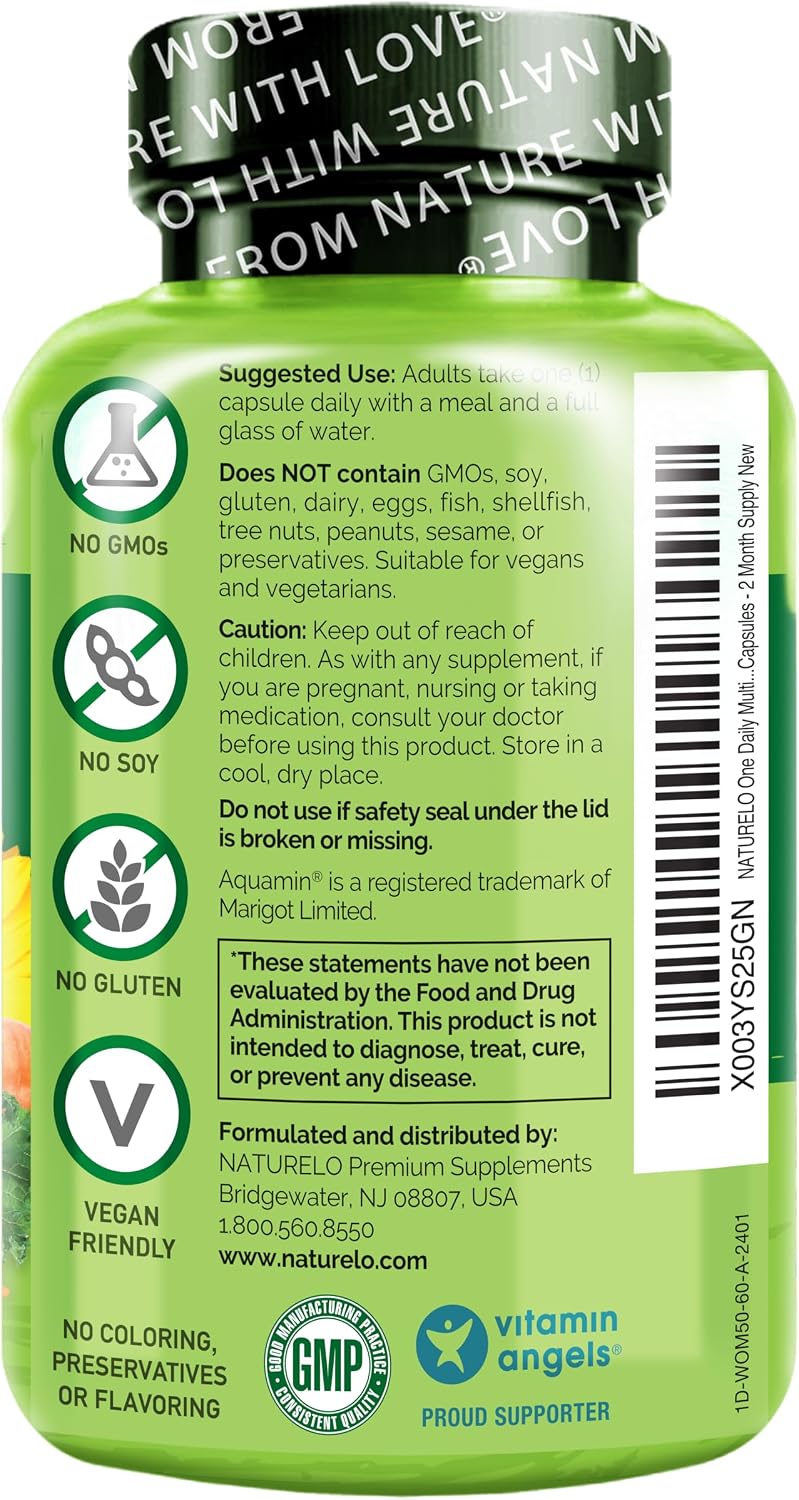 NATURELO One Daily Multivitamínico para Mujeres 50+ (Sin Hierro) - 60 Cápsulas