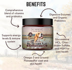 All American Canine Multivitamin Powder - Glucosamina y Condroitina para Articulaciones, Enzimas Digestivas y Probióticos, Sabor a Carne de Res, 90 Servicios