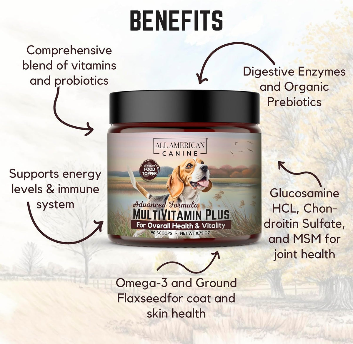 All American Canine Multivitamin Powder - – Enzimas digestivas y prebióticos orgánicos: Mejoran la digestión y la – Image 4
