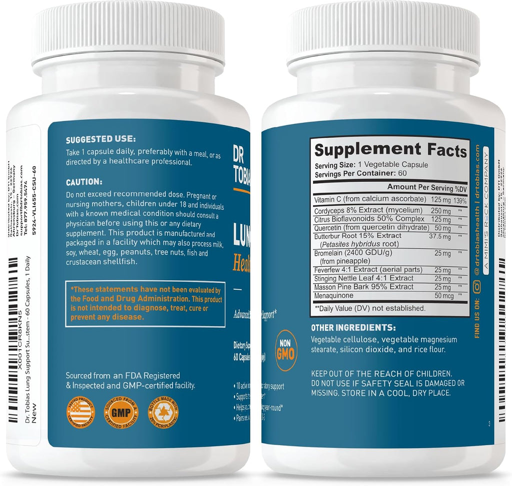 Dr. Tobias Lung Health - Suplemento para la salud pulmonar (60 cápsulas)