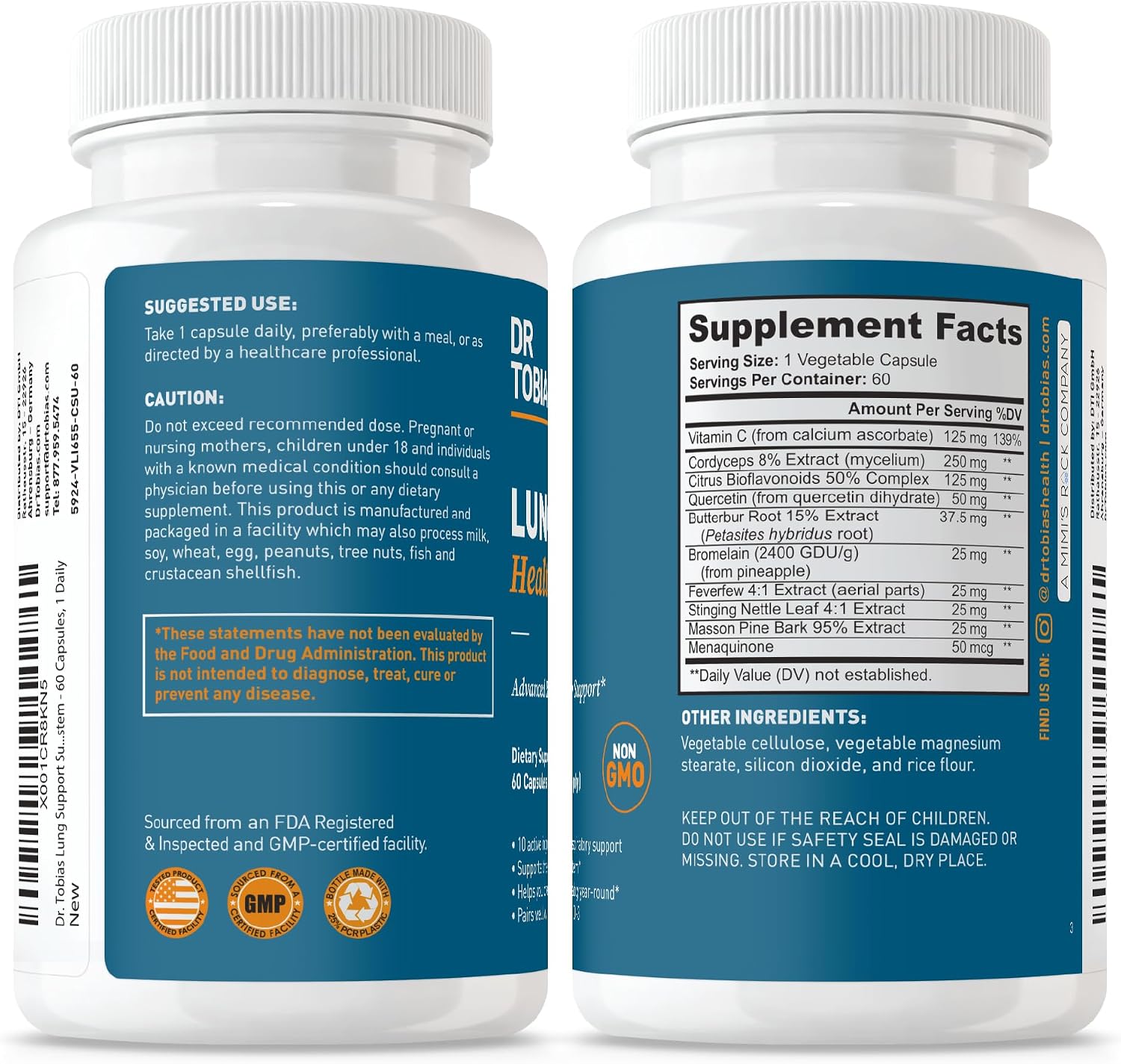 Dr. Tobias Lung Health - Suplemento para la salud pulmonar (60 cápsulas)