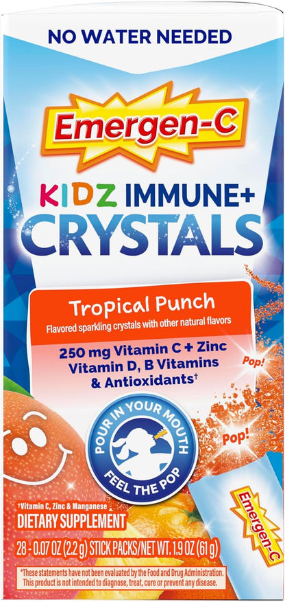 Emergen-C Kidz Immune Plus Crystals, Sobres de apoyo inmunitario con vitamina C, D, vitaminas del grupo B, zinc y manganeso, – Image 10