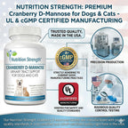 Nutrition Strength Cranberry D-Mannose para Perros y Gatos - Apoyo Urinario y Salud Inmunológica - 150 Comprimidos