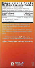 Vitamina D3 12000 UI, 50 Cápsulas - Bio Nutrition