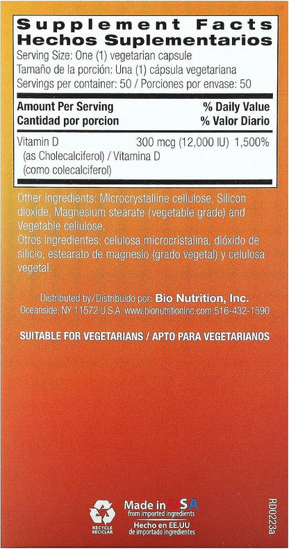 Vitamina D3 12000 IU - 50 Cápsulas - Bio Nutrition – Image 2