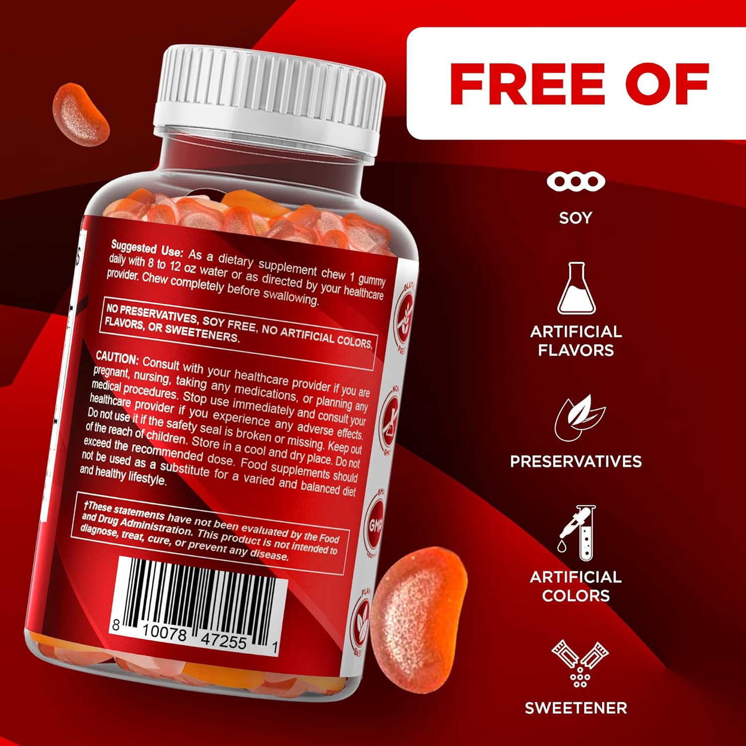 Vitamatic Vitamina A 25000 UI Gominolas Sin Azúcar (Palmitato de Retinilo) - Sabor Natural a Fresa - 120 Gominolas (2 Frascos)