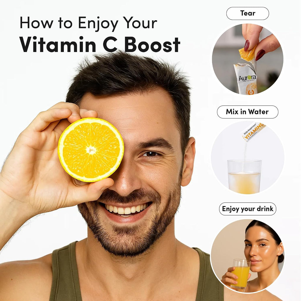 Aurora Nutrascience Nano-Pack Vitamina C Liposomal 3000 mg – 30 Sobres, Naranja