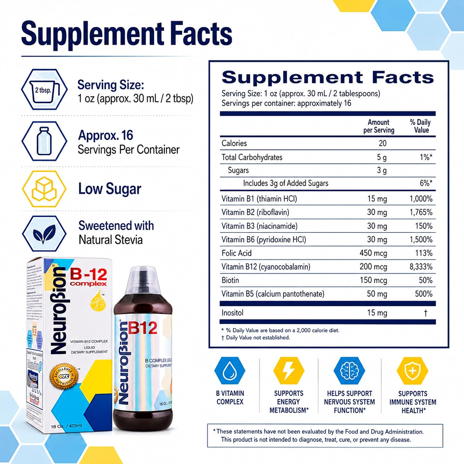 Neurobion Complejo B Líquido - Suplemento con Vitaminas B, Sabor Cítrico, 473 ml