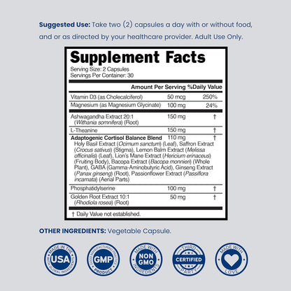 Cortisol Support 14 en 1 | Suplemento para – L-teanina: Aminoácido que favorece la relajación y la concentración. – Image 6