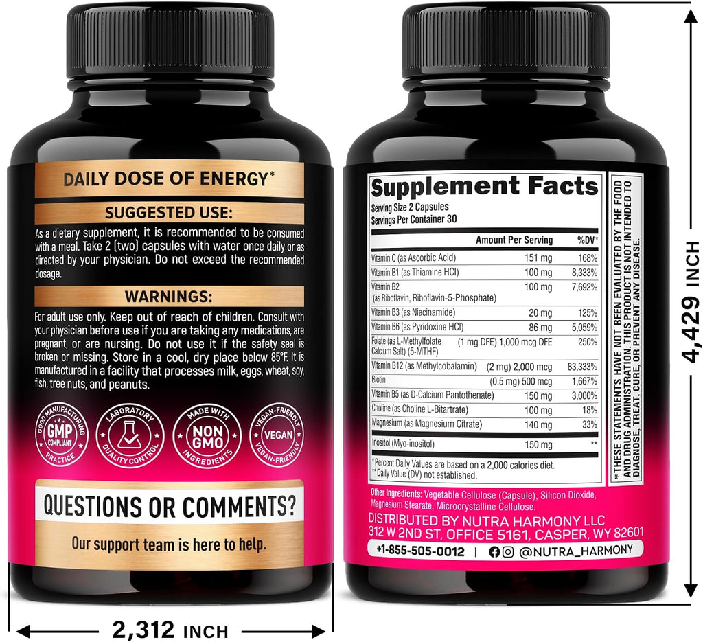 NUTRAHARMONY Complejo Vitamínico B 11-in-1 - 60 Cápsulas Veganas