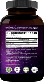 NatureBell Biotina 10000mcg + Ácido Hialurónico 25mg | 360 Cápsulas Blandas de Aceite de Coco