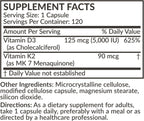 Futurebiotics Vitamina K2 (MK7) con D3 - 5000 UI D3 y 90 mcg K2 - 120 Cápsulas Vegetarianas