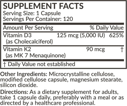 Futurebiotics Vitamina K2 (MK7) con D3 - 5000 UI D3 y 90 mcg K2 - 120 Cápsulas Vegetarianas – Image 8