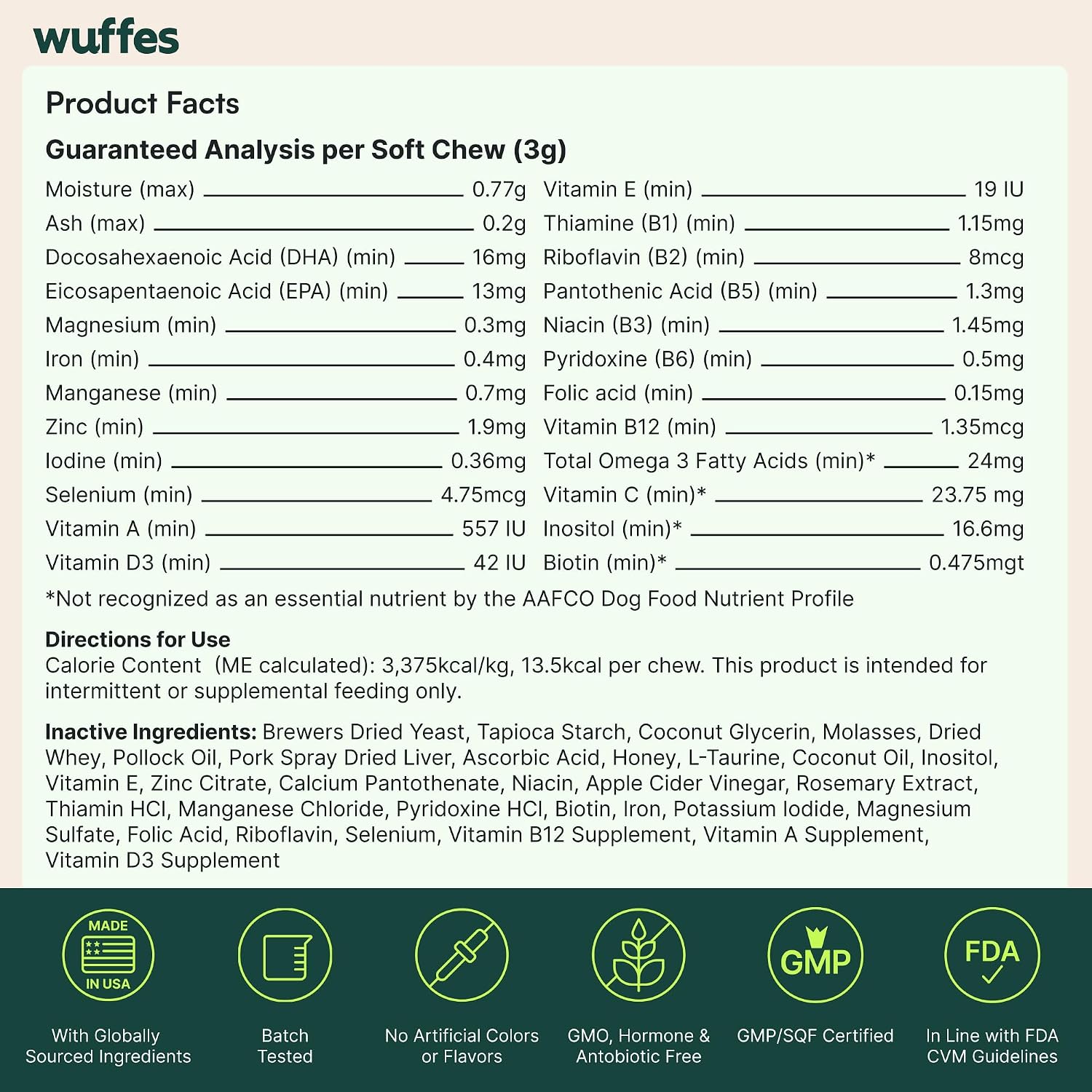 Wuffes 23-in-1 Multivitamínico para Perros en Golosinas Masticables – Apoyo para Piel y Pelaje, Inmunidad y Salud Digestiva – con Omega-3, Hierro y Zinc – 60 unidades