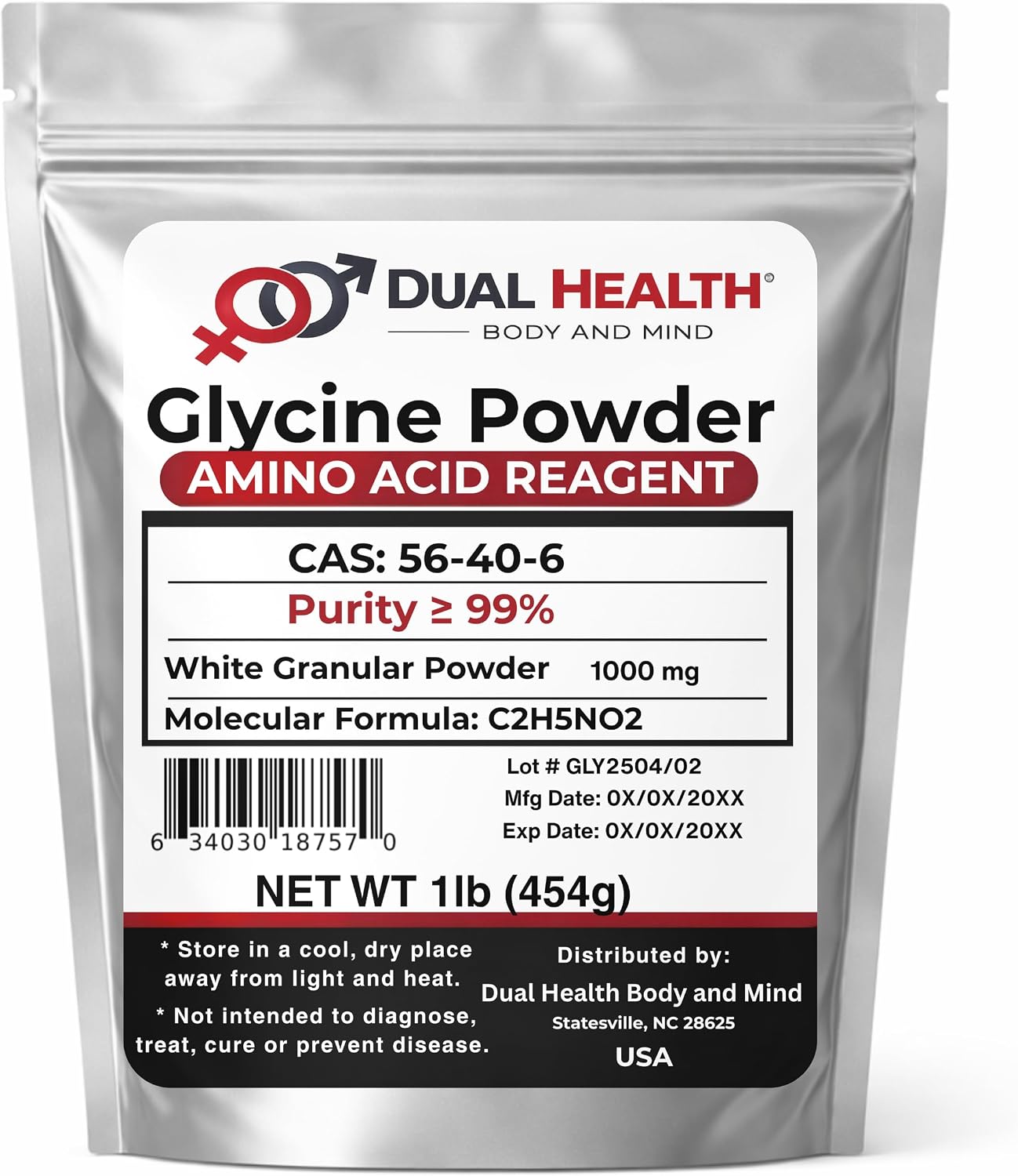 Glycine Powder (1 lb) Pure Free Form Glycine Bulk Supplements, Sleep Amino Acid, Non-GMO, Gluten Free
