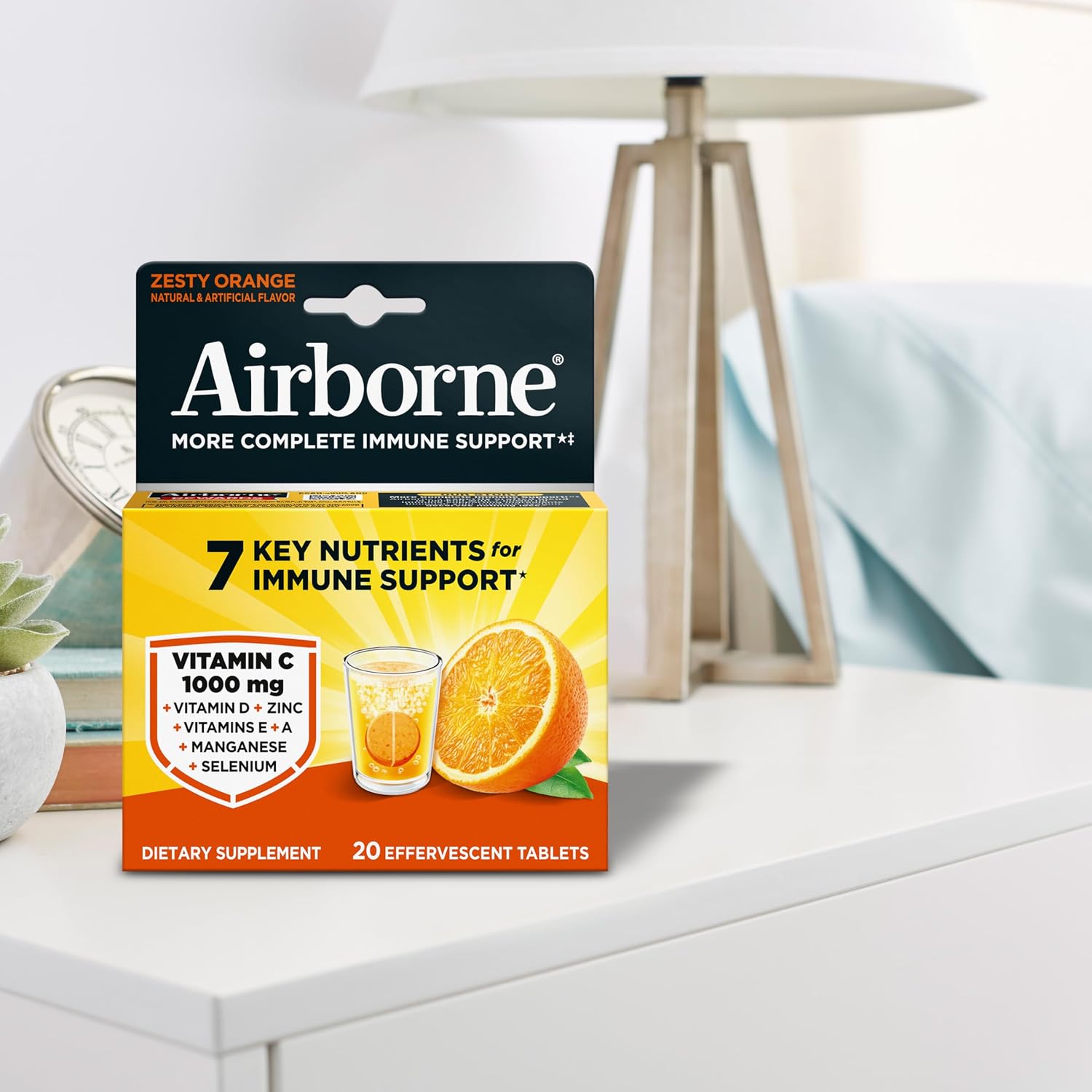 Airborne 1000mg Vitamina C con Zinc - 20 Comprimidos Efervescentes Sabor Naranja