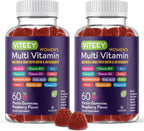 Viteey Multivitamínico en Gominolas para Mujeres - 12 en 1 con Vitaminas y Minerales - Sabor a Frambuesa - 60 Gominolas (1 Mes)