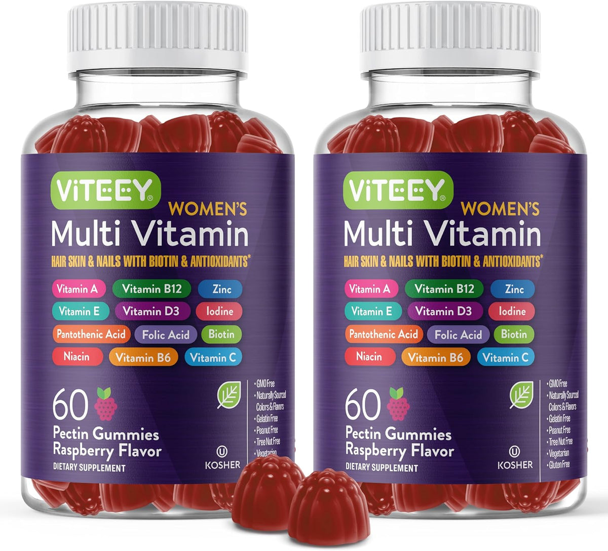 Viteey Multivitamínico en Gominolas para – Vitamina C (90 mg): Ayuda a la protección de las células frente al daño – Image 7