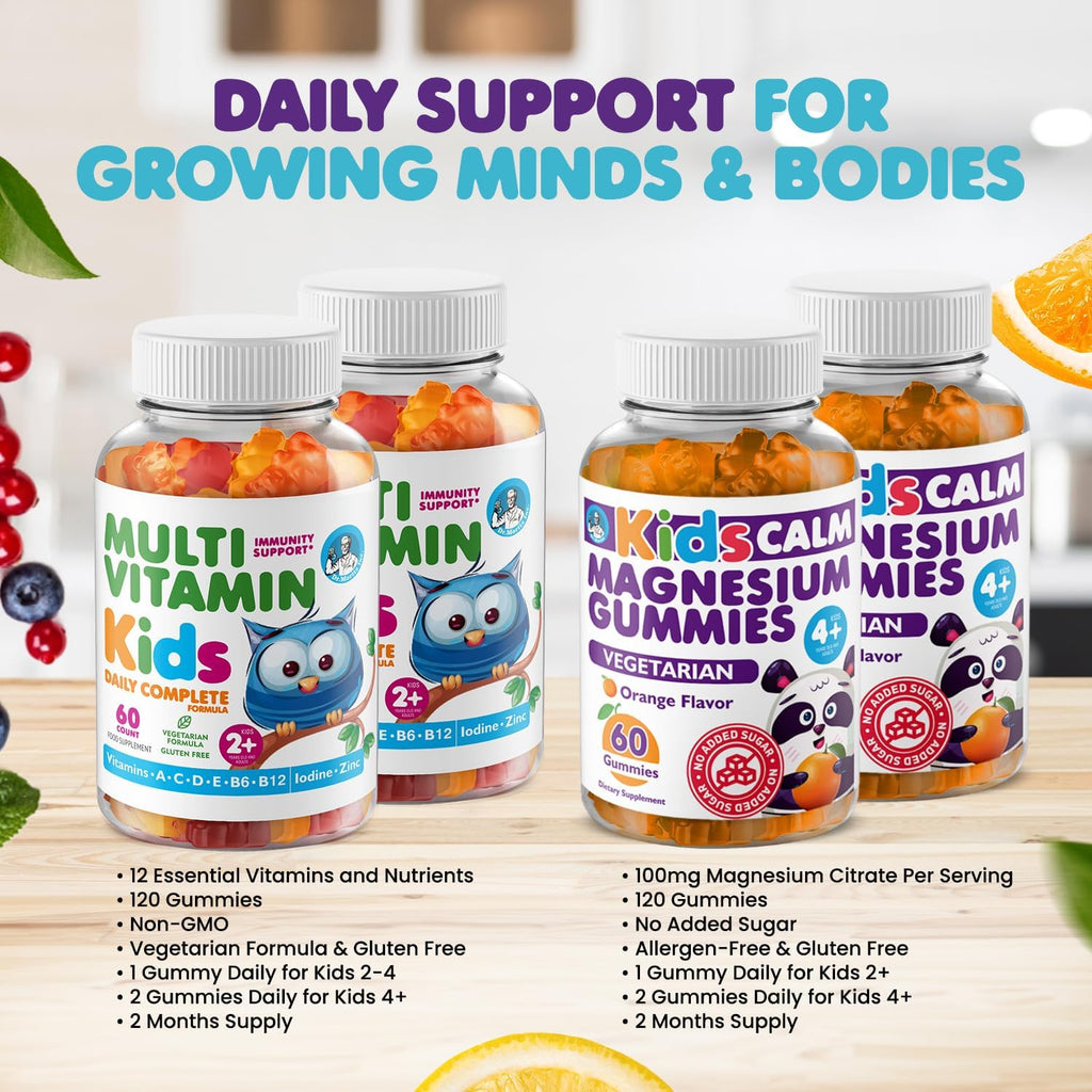 DR. MORITZ Pack Gominolas de Magnesio y Multivitamínicas para Niños - 240 Gominolas - Sin OGM, Vegetarianas