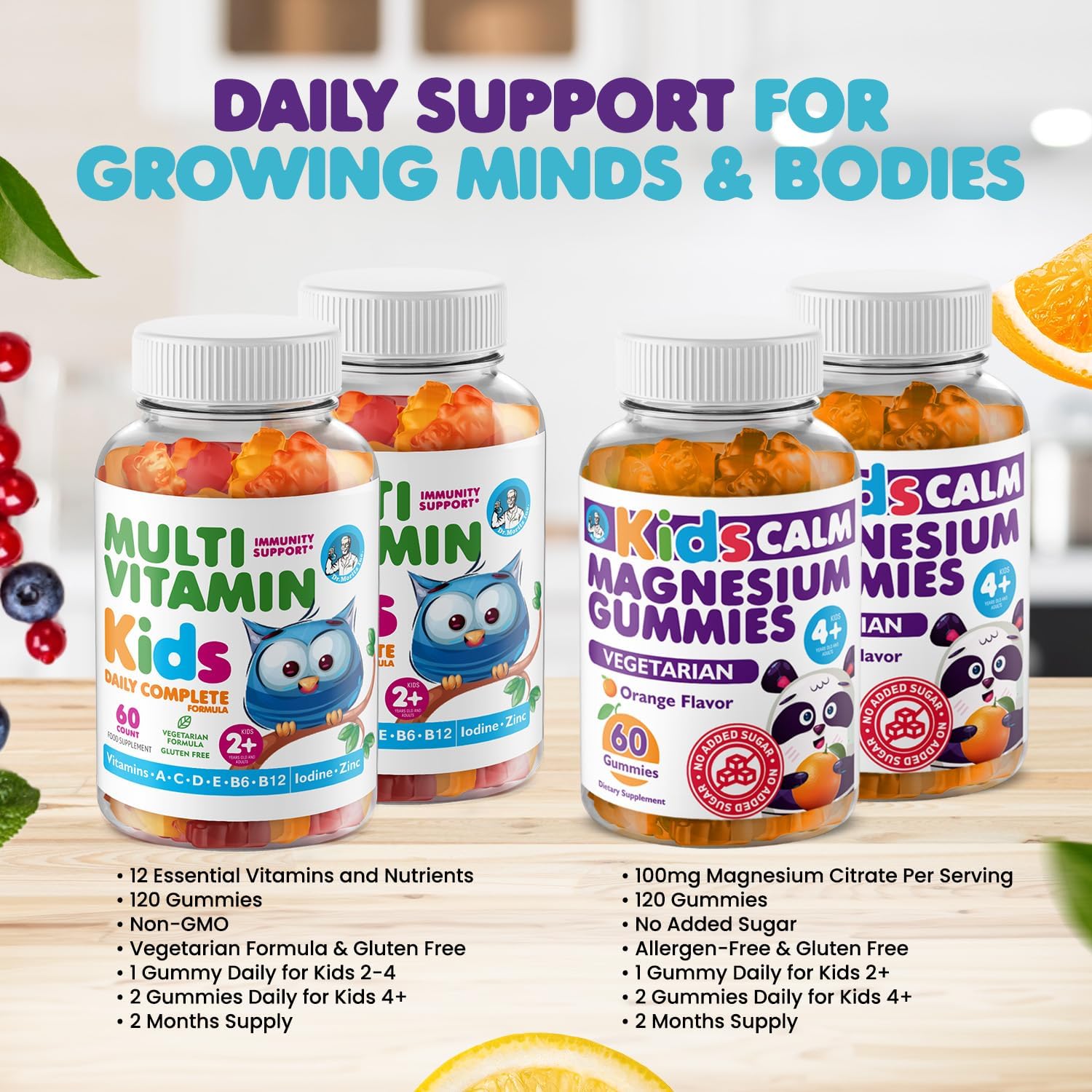 DR. MORITZ Pack Gominolas de Magnesio y Multivitamínicas para Niños - 240 Gominolas - Sin OGM, Vegetarianas