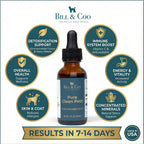 BILL & COO Probióticos Líquidos para Perros Pure Clean Pets – Desintoxicación y Metales Pesados con Vitamina C, 30 ml