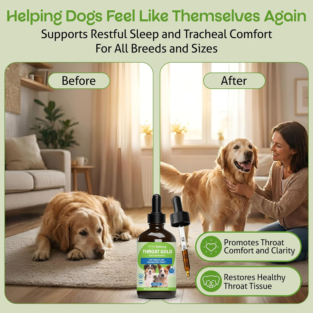 Pet Wellbeing Throat Gold para Perros - Fórmula Líquida 118 ml